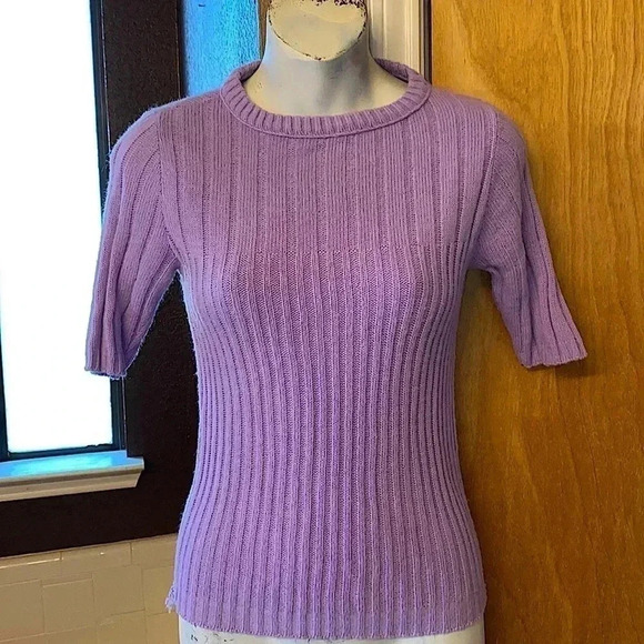 Short-sleeved Ribbed Sweater - Picture 1 of 8